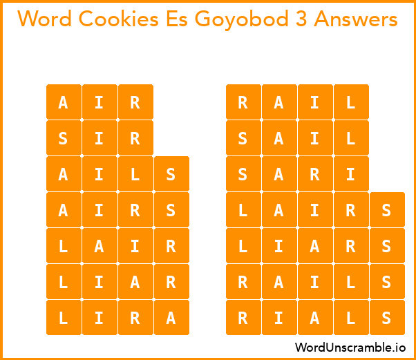 Word Cookies Es Goyobod 3 Answers