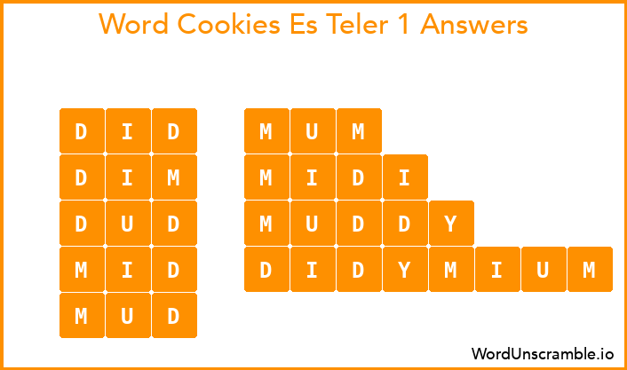 Word Cookies Es Teler 1 Answers