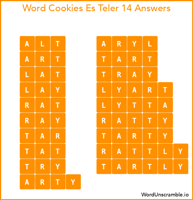 Word Cookies Es Teler 14 Answers