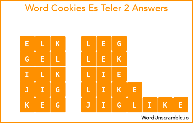 Word Cookies Es Teler 2 Answers