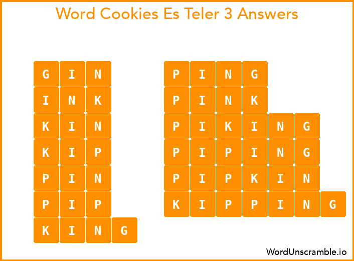 Word Cookies Es Teler 3 Answers
