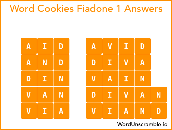 Word Cookies Fiadone 1 Answers