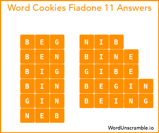 Word Cookies Fiadone 11 Answers