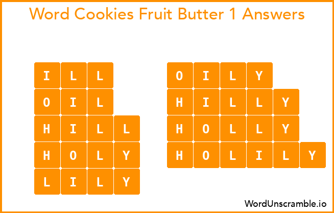 Word Cookies Fruit Butter 1 Answers