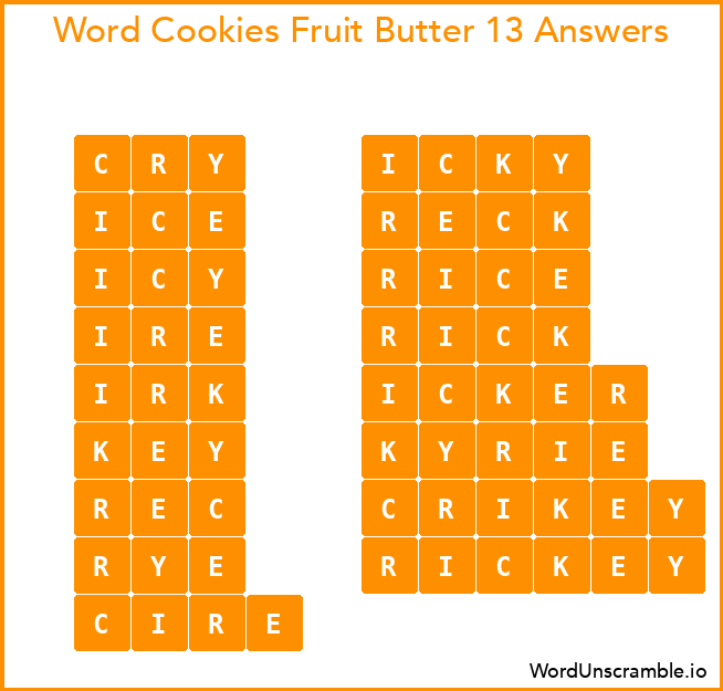 Word Cookies Fruit Butter 13 Answers