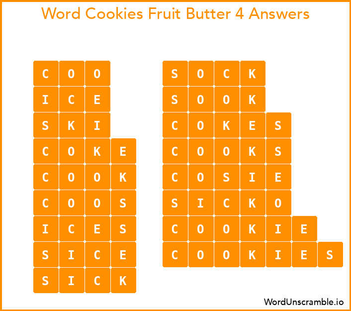 Word Cookies Fruit Butter 4 Answers