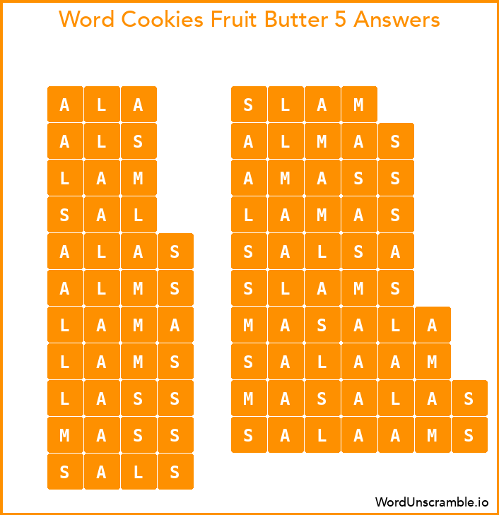 Word Cookies Fruit Butter 5 Answers
