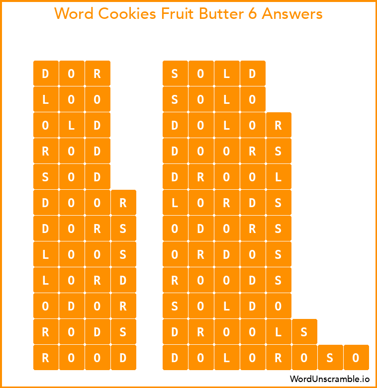 Word Cookies Fruit Butter 6 Answers