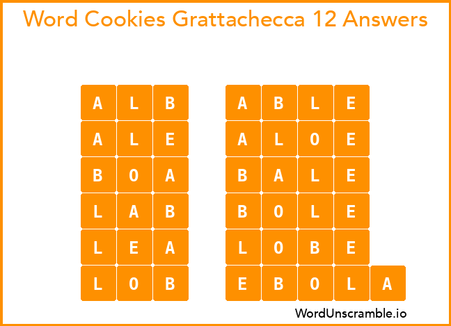 Word Cookies Grattachecca 12 Answers