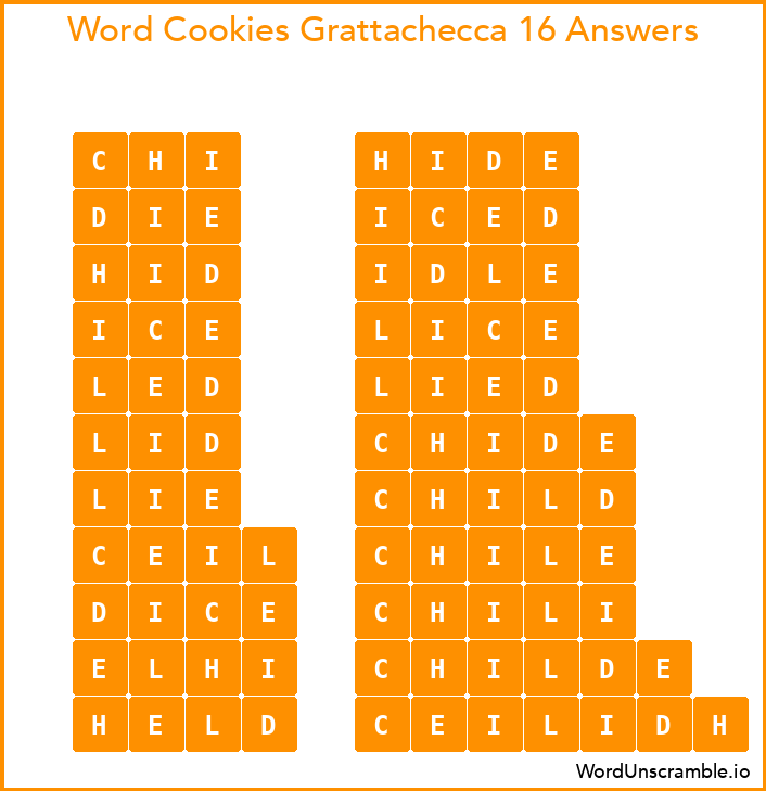 Word Cookies Grattachecca 16 Answers