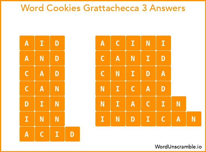 Word Cookies Grattachecca 3 Answers