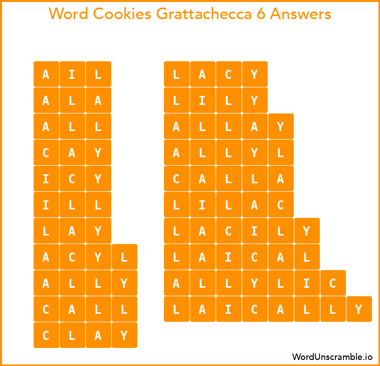 Word Cookies Grattachecca 6 Answers