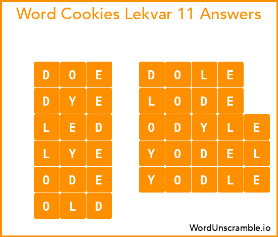 Word Cookies Lekvar 11 Answers