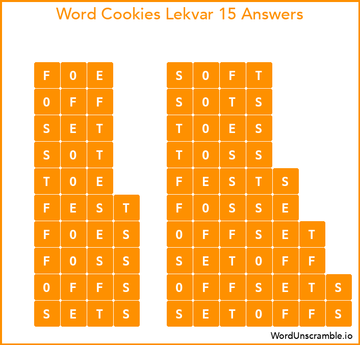 Word Cookies Lekvar 15 Answers