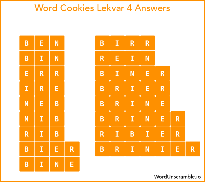 Word Cookies Lekvar 4 Answers