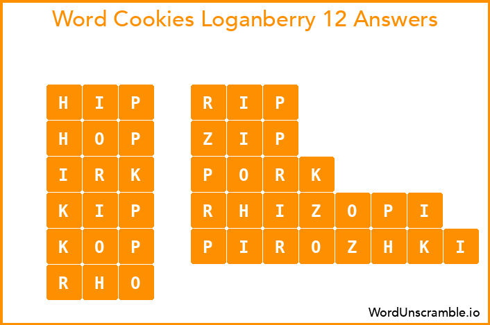Word Cookies Loganberry 12 Answers