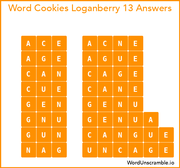 Word Cookies Loganberry 13 Answers