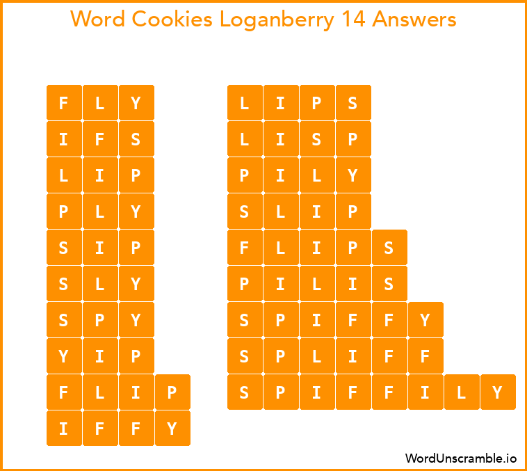 Word Cookies Loganberry 14 Answers