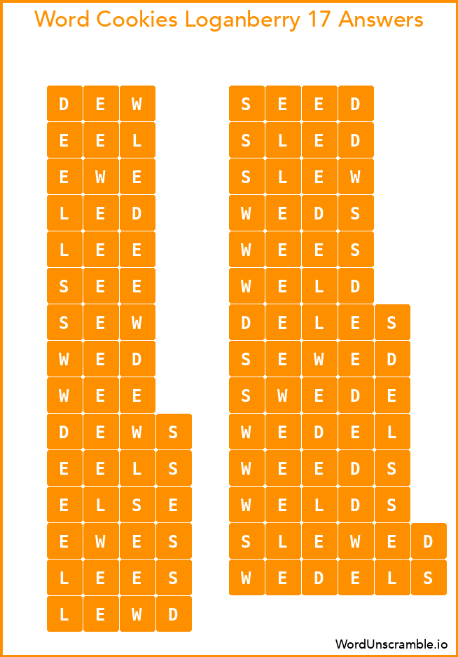 Word Cookies Loganberry 17 Answers