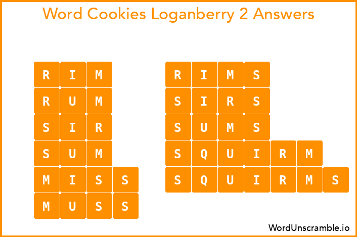 Word Cookies Loganberry 2 Answers