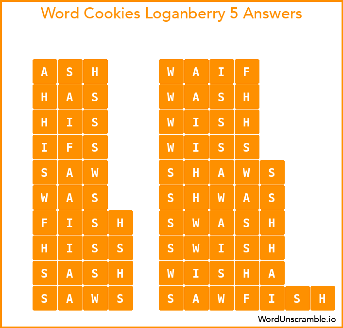 Word Cookies Loganberry 5 Answers