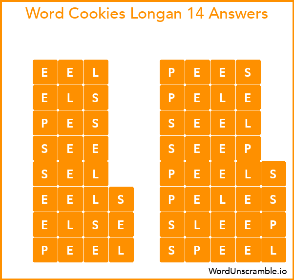 Word Cookies Longan 14 Answers