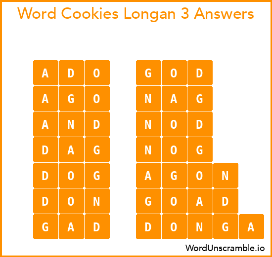 Word Cookies Longan 3 Answers