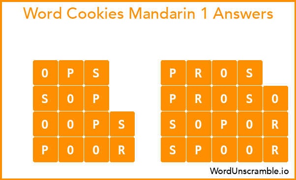 Word Cookies Mandarin 1 Answers