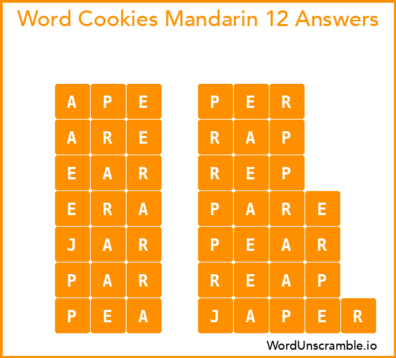 Word Cookies Mandarin 12 Answers
