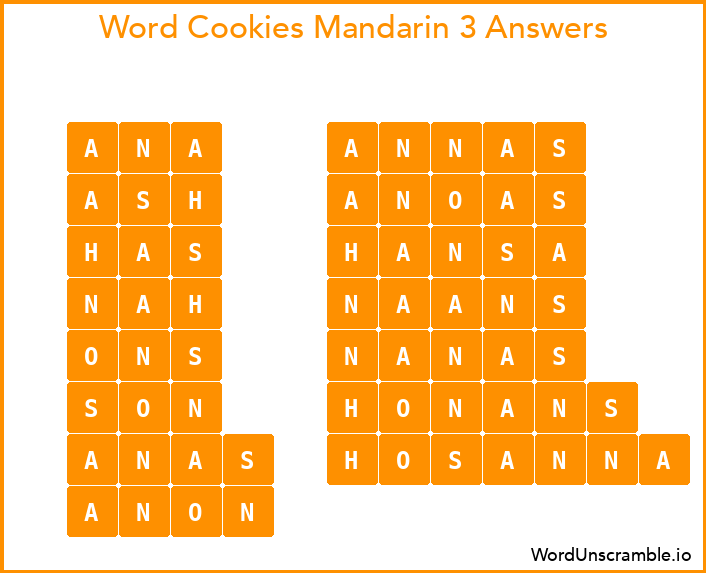 Word Cookies Mandarin 3 Answers