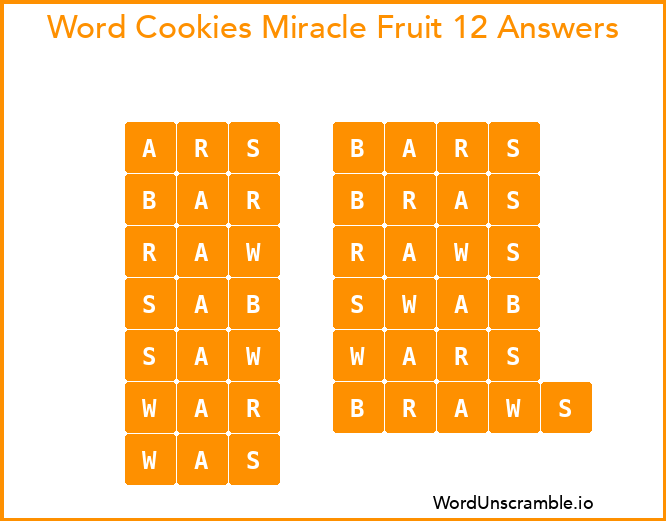 Word Cookies Miracle Fruit 12 Answers
