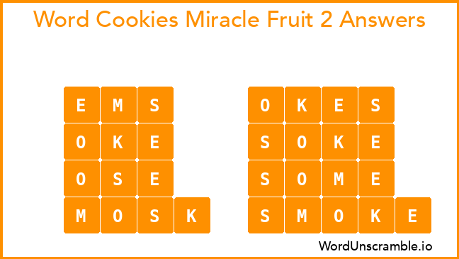 Word Cookies Miracle Fruit 2 Answers