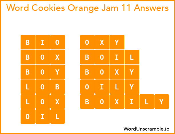 Word Cookies Orange Jam 11 Answers
