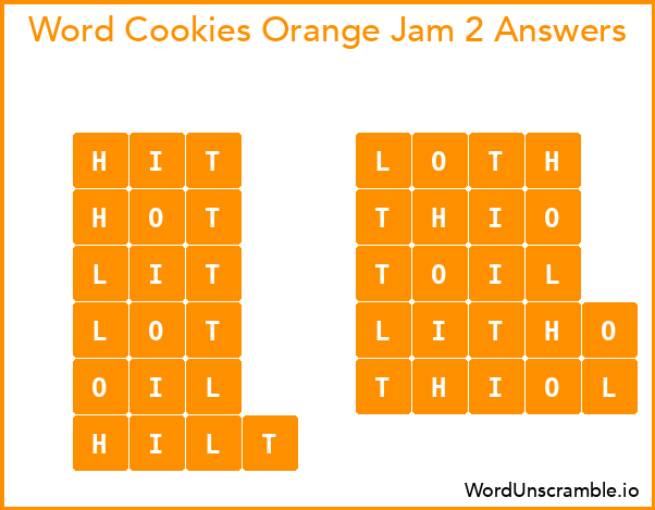 Word Cookies Orange Jam 2 Answers