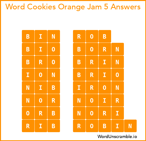 Word Cookies Orange Jam 5 Answers