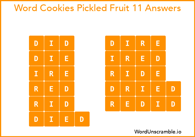 Word Cookies Pickled Fruit 11 Answers