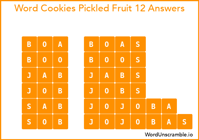 Word Cookies Pickled Fruit 12 Answers