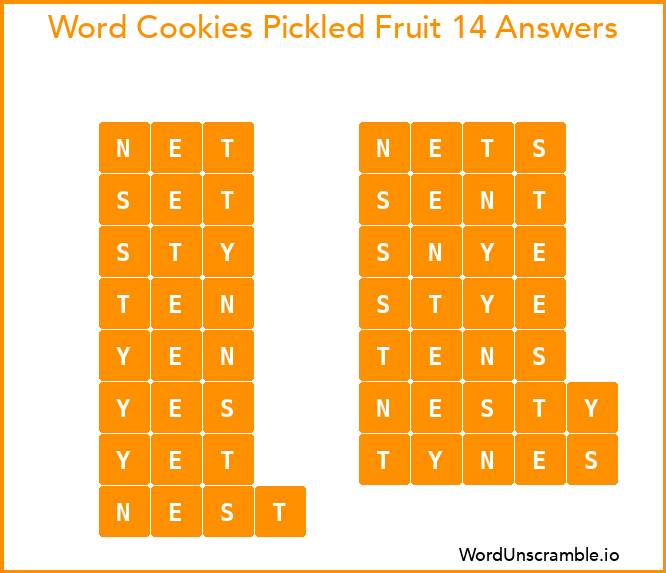 Word Cookies Pickled Fruit 14 Answers