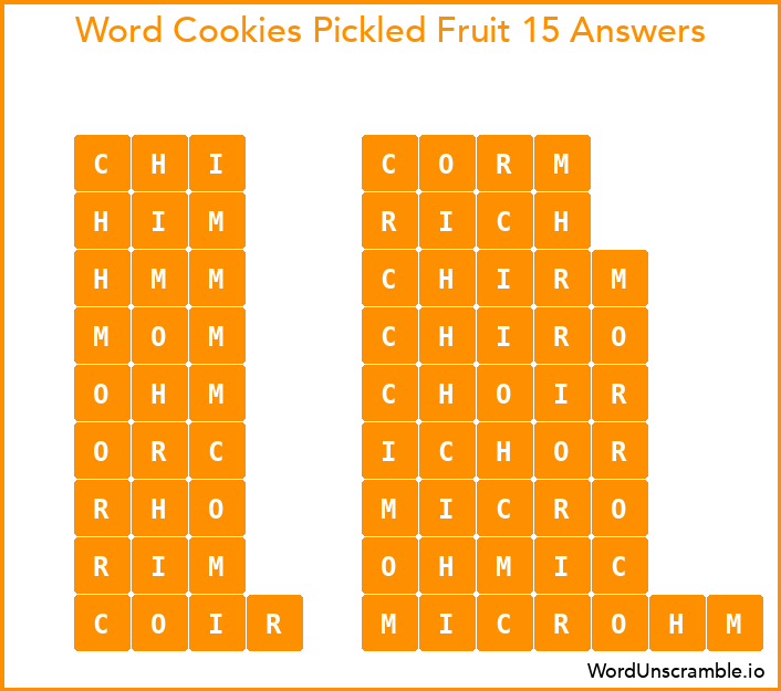 Word Cookies Pickled Fruit 15 Answers