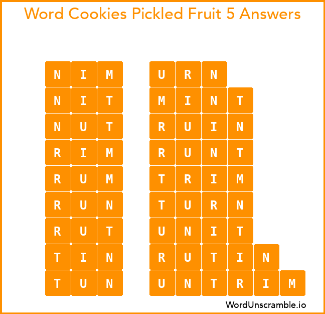 Word Cookies Pickled Fruit 5 Answers