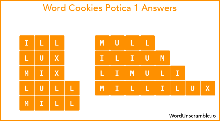 Word Cookies Potica 1 Answers