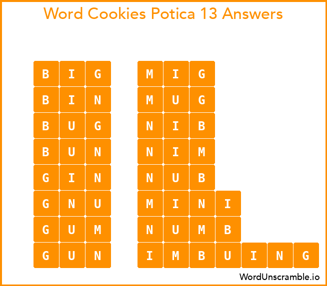 Word Cookies Potica 13 Answers