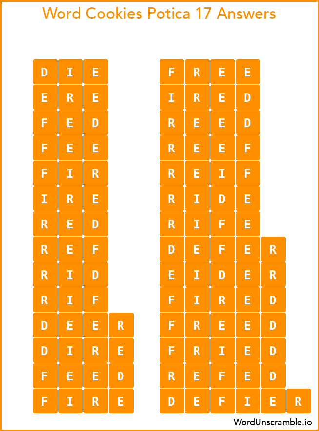 Word Cookies Potica 17 Answers