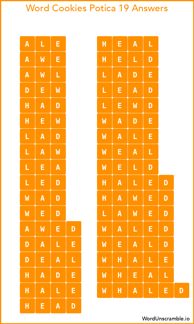 Word Cookies Potica 19 Answers