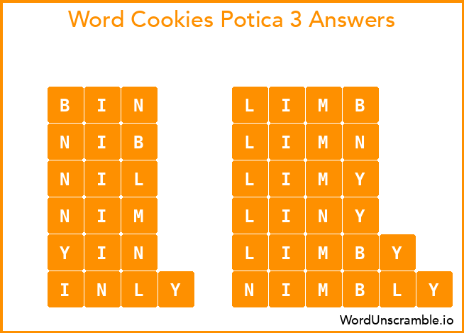 Word Cookies Potica 3 Answers