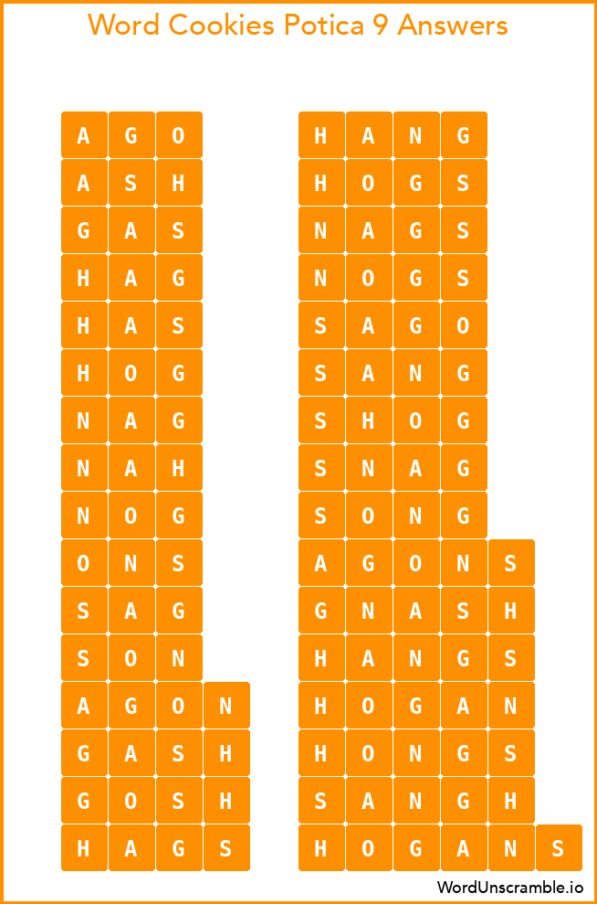 Word Cookies Potica 9 Answers