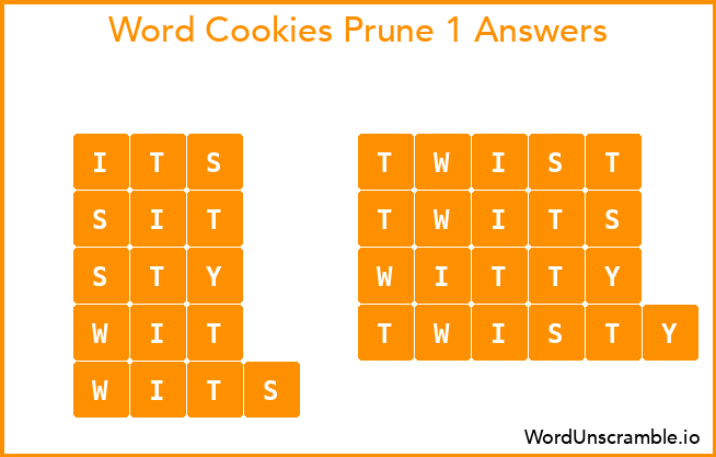 Word Cookies Prune 1 Answers