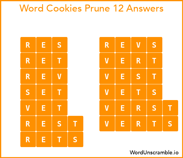 Word Cookies Prune 12 Answers