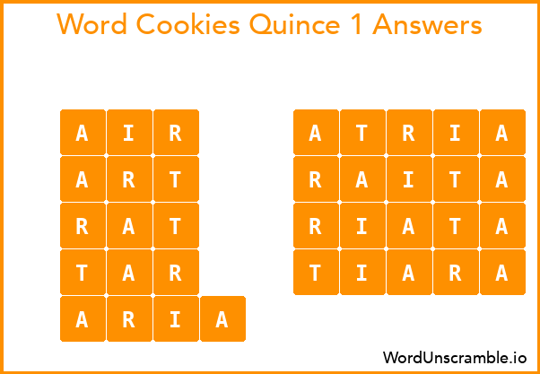 Word Cookies Quince 1 Answers