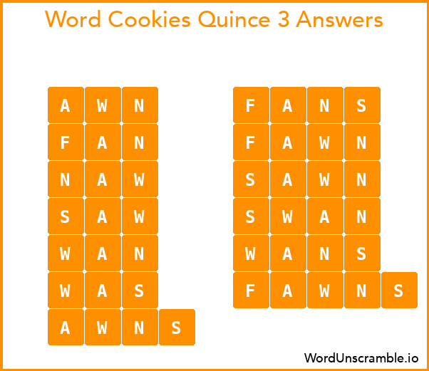 Word Cookies Quince 3 Answers